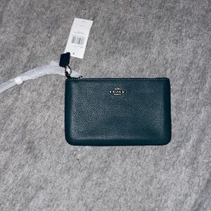 NWT Dark Green Coach Wristlet
